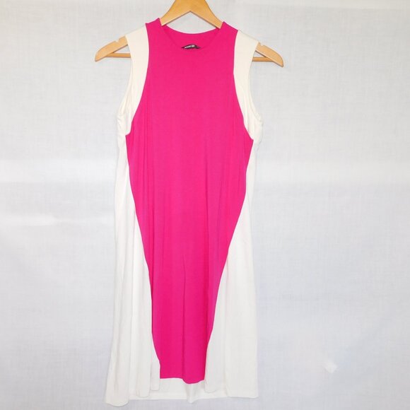 Miik Womens S Fuchsia Pink White Sleeveless A Line Swing Dress Bamboo - Picture 9 of 9